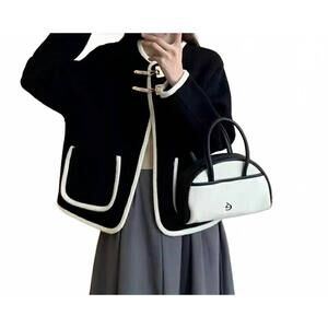 NEW YOLLY buckle closure cardigan in solid black